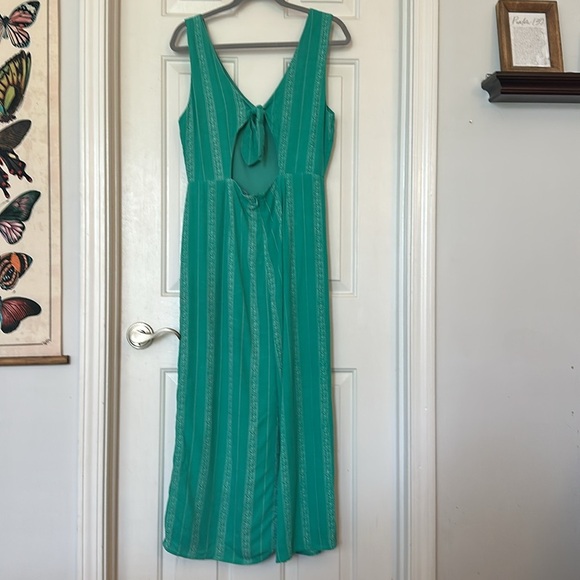 Lulus Alava Green Striped Sleeveless Tie-Back Culotte Jumpsuit large L - Picture 8 of 10